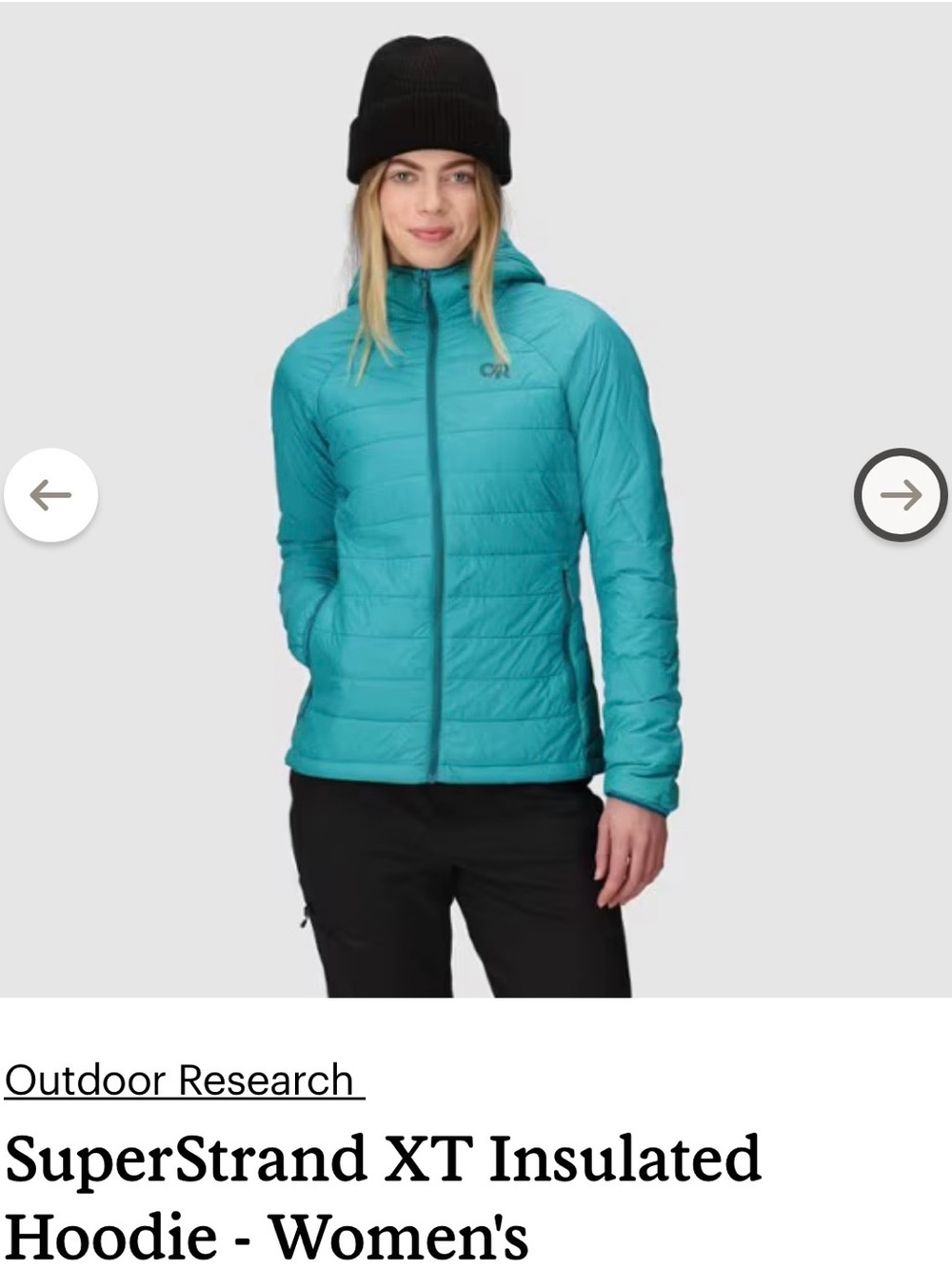 Outdoor Research Women's SuperStrand XT Insulated Hoodie - Teal Size Medium